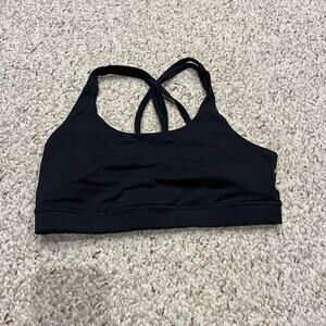 CRZ Yoga Black Strappy Back Sports Bra Sz M Medium Support Active Workout